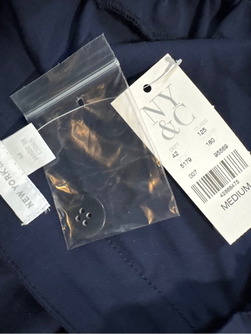 New York & Company Navy Blue Off-Shoulder Peplum Button Front Top - Picture 6 of 7